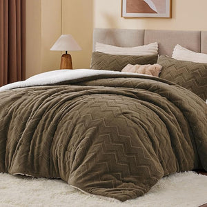 Fluffy Embossed Floral Sherpa Comforter