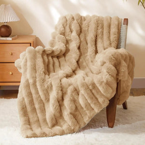 Luxurious 3D Striped Fluffy Blanket