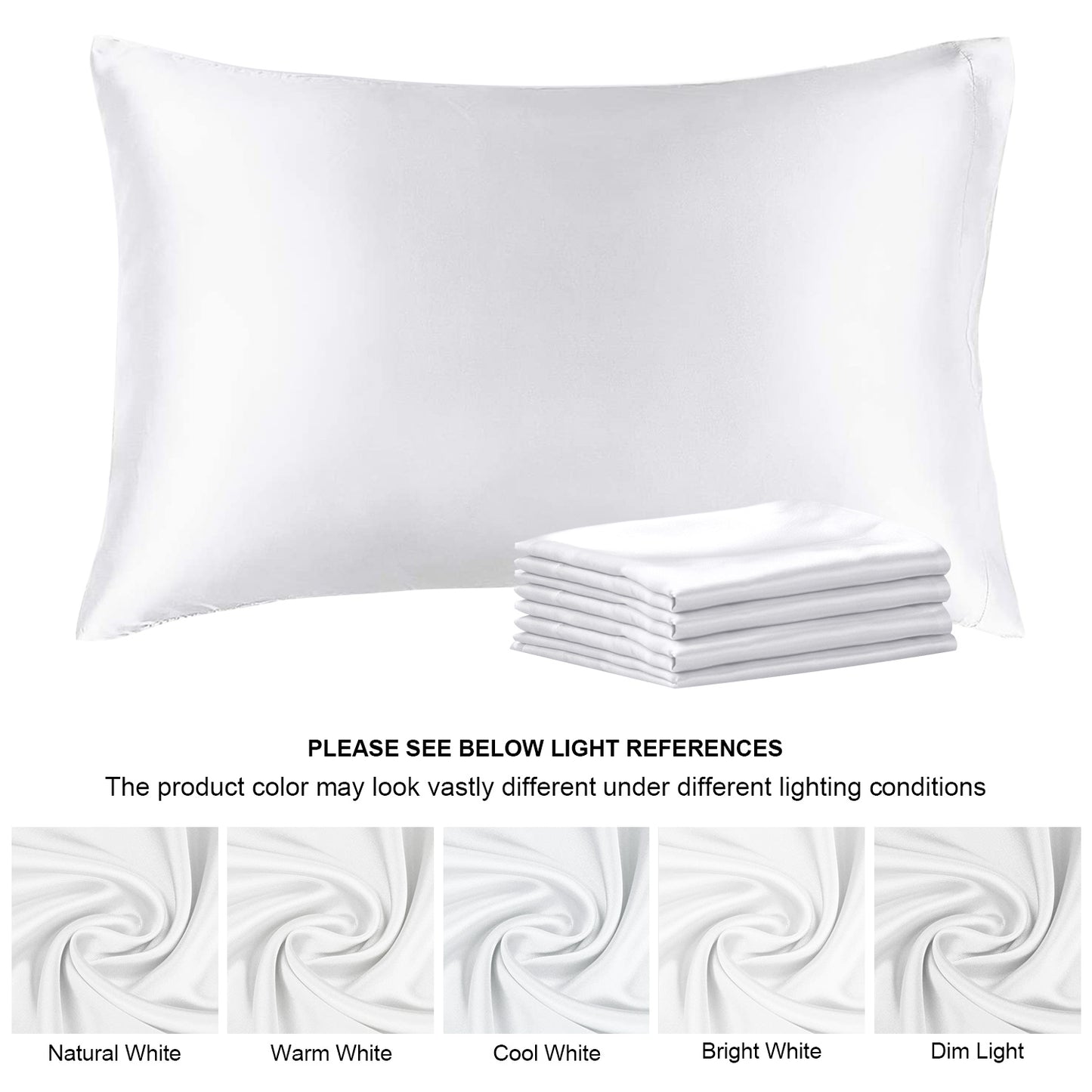 Satin Silk Pillowcase for Hair and Skin, Pillow Cases Set of 4 Pack Super Soft Pillow Case with Envelope Closure