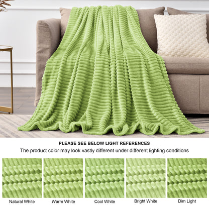 Fleece Blanket Queen Size – 3D Ribbed Jacquard Soft and Warm Decorative Fuzzy Blankets – Cozy, Fluffy, Plush Lightweight Throw Blankets for Couch, Bed, Sofa