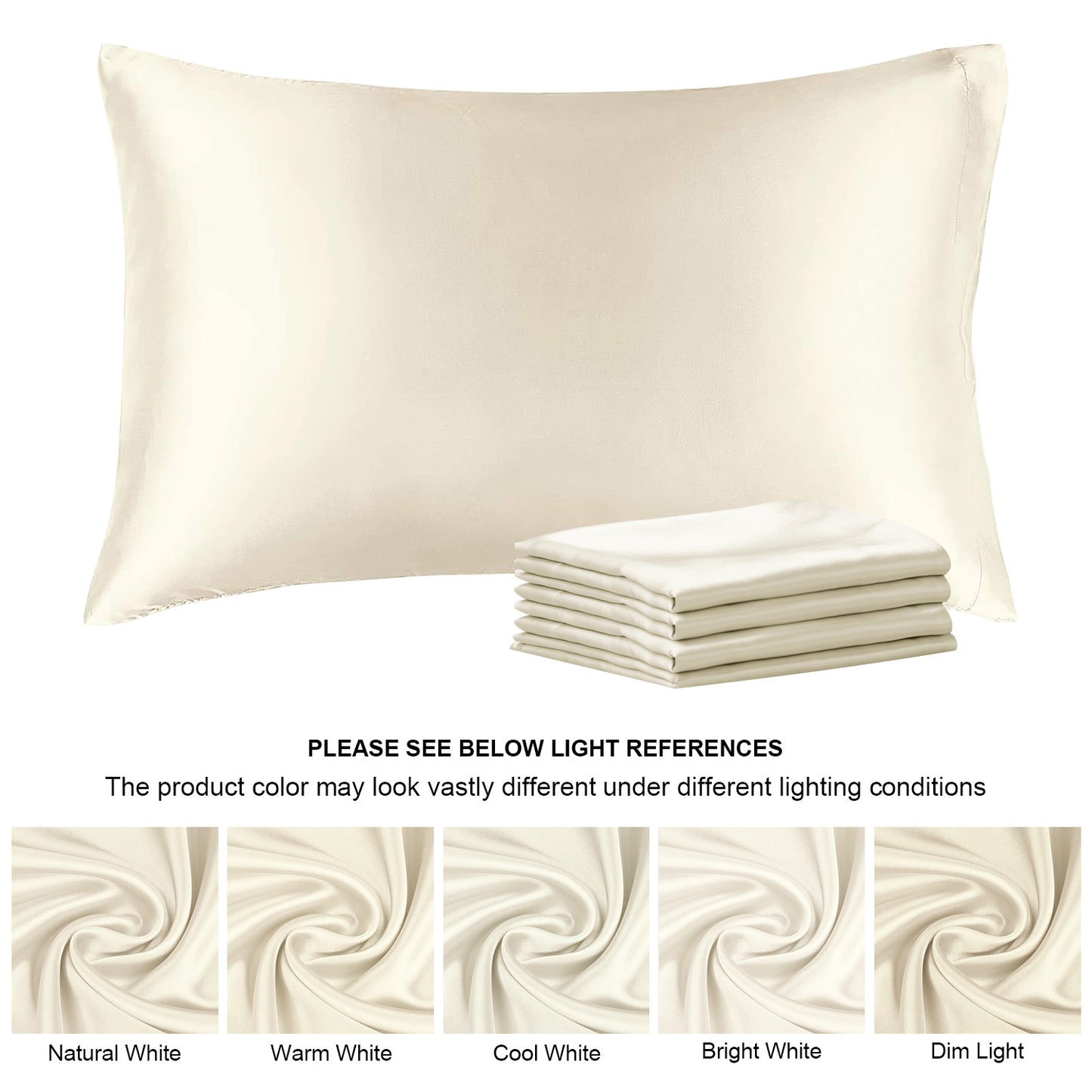 Satin Silk Pillowcase for Hair and Skin, Pillow Cases Set of 4 Pack Super Soft Pillow Case with Envelope Closure