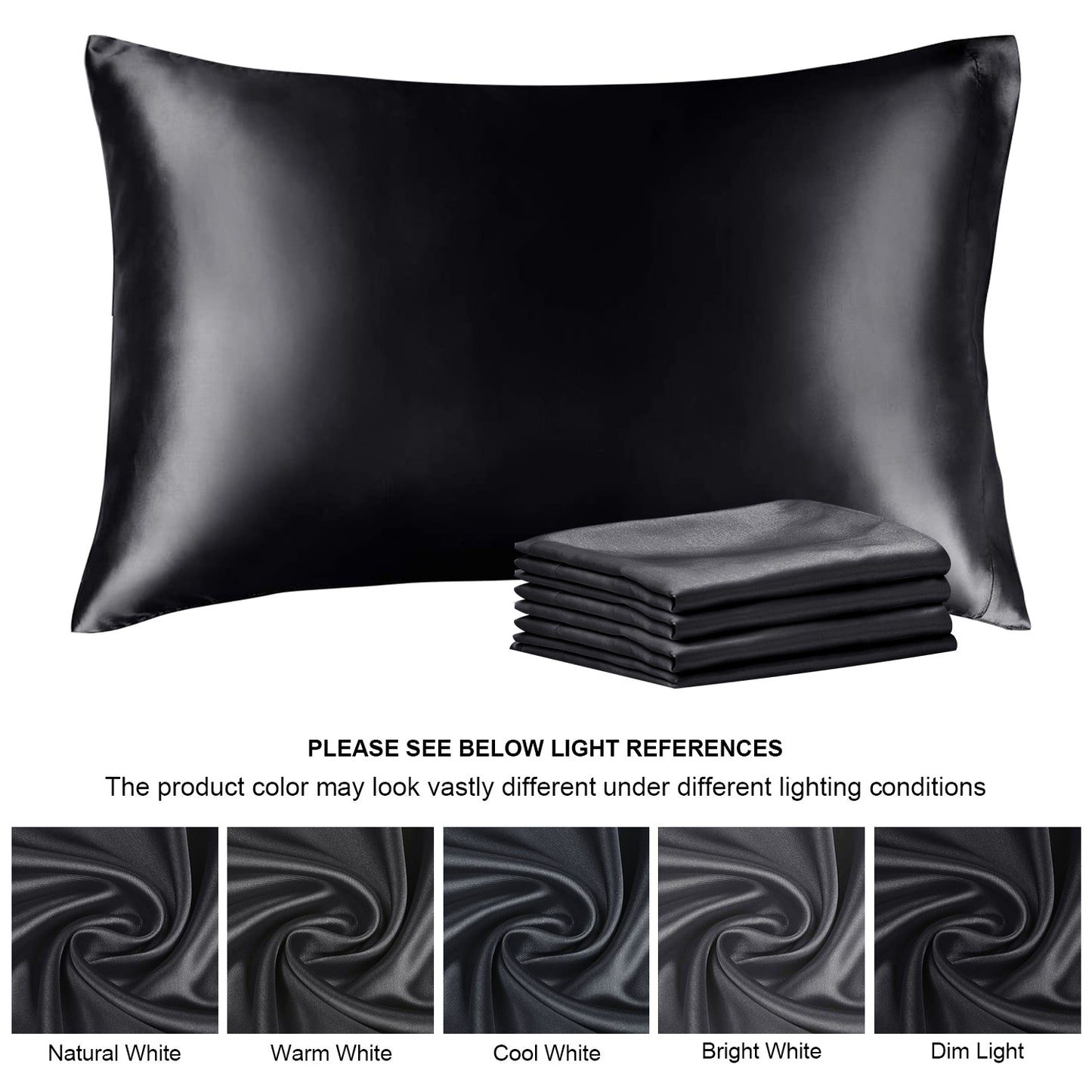 Satin Silk Pillowcase for Hair and Skin, Pillow Cases Set of 4 Pack Super Soft Pillow Case with Envelope Closure