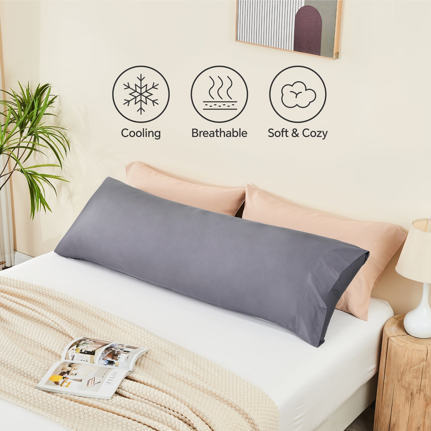 Pillow Cases Set of 2 Pack, Rayon Derived from Bamboo, Cooling Pillow Cases for Hot Sleepers & Night Sweats, Breathable and Silky Soft Envelope Pillowcases