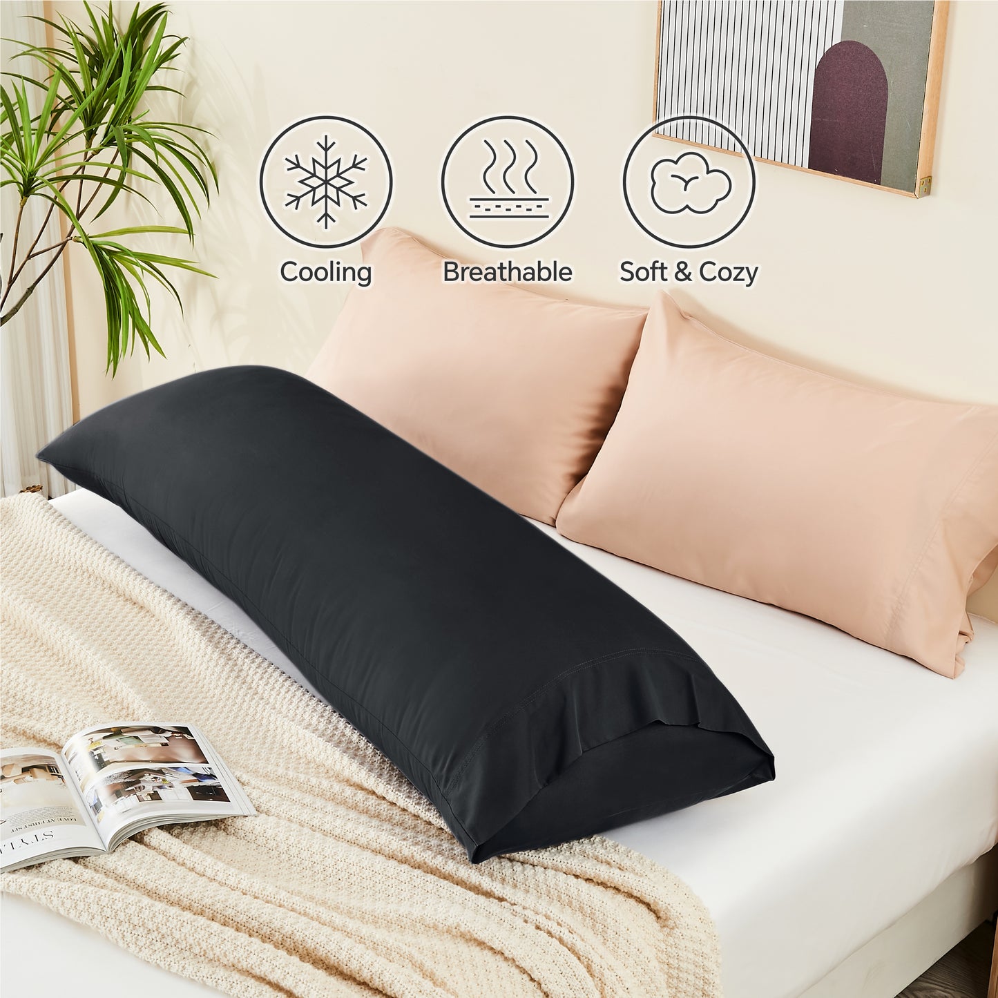 Pillow Cases Set of 2 Pack, Rayon Derived from Bamboo, Cooling Pillow Cases for Hot Sleepers & Night Sweats, Breathable and Silky Soft Envelope Pillowcases