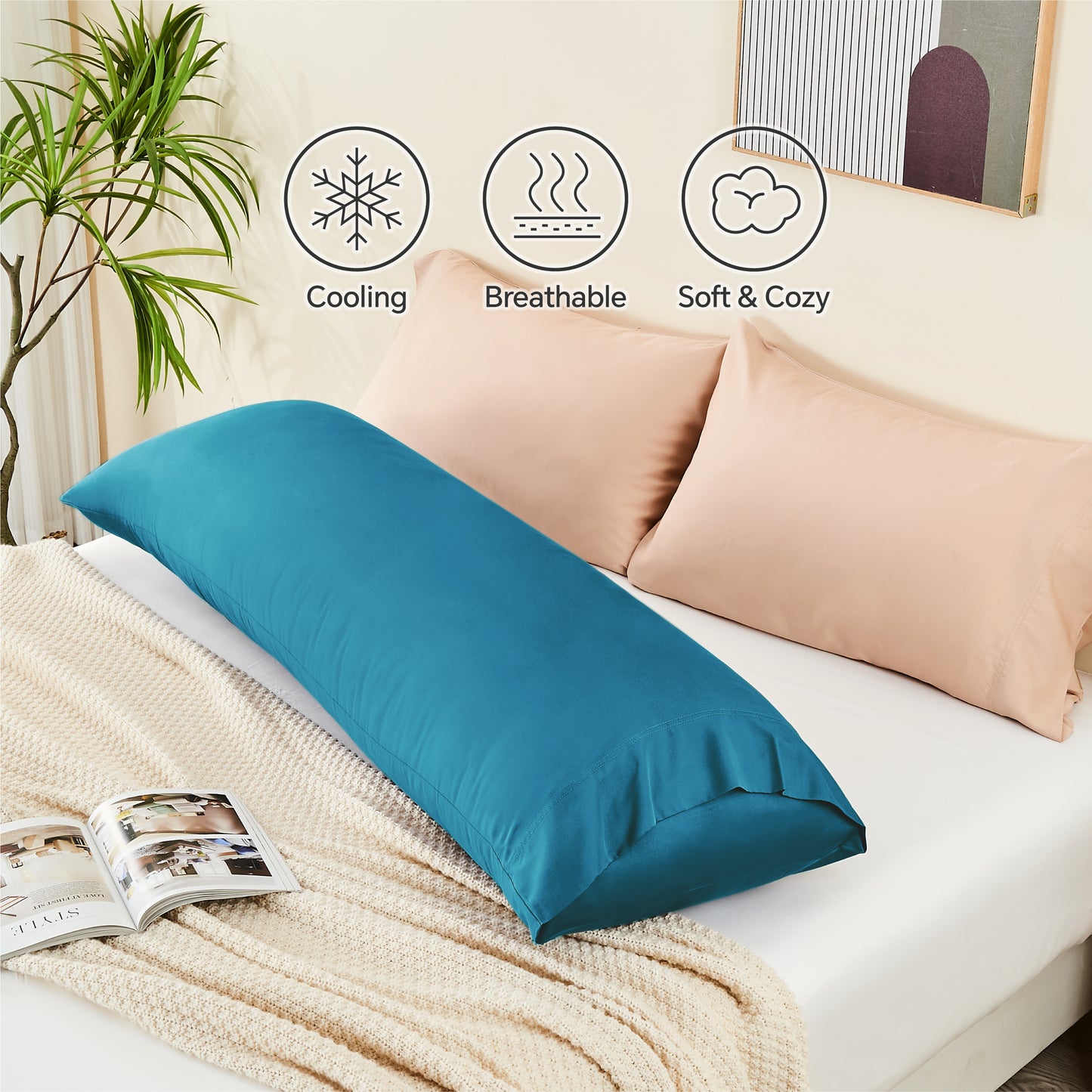Pillow Cases Set of 2 Pack, Rayon Derived from Bamboo, Cooling Pillow Cases for Hot Sleepers & Night Sweats, Breathable and Silky Soft Envelope Pillowcases