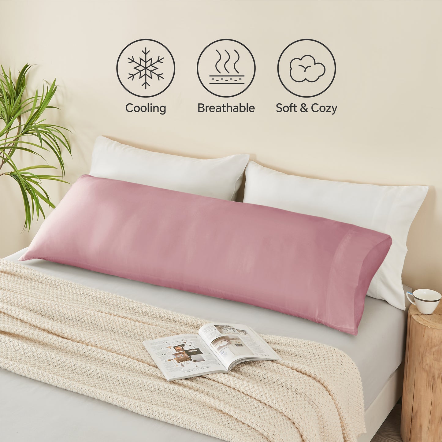Pillow Cases Set of 2 Pack, Rayon Derived from Bamboo, Cooling Pillow Cases for Hot Sleepers & Night Sweats, Breathable and Silky Soft Envelope Pillowcases