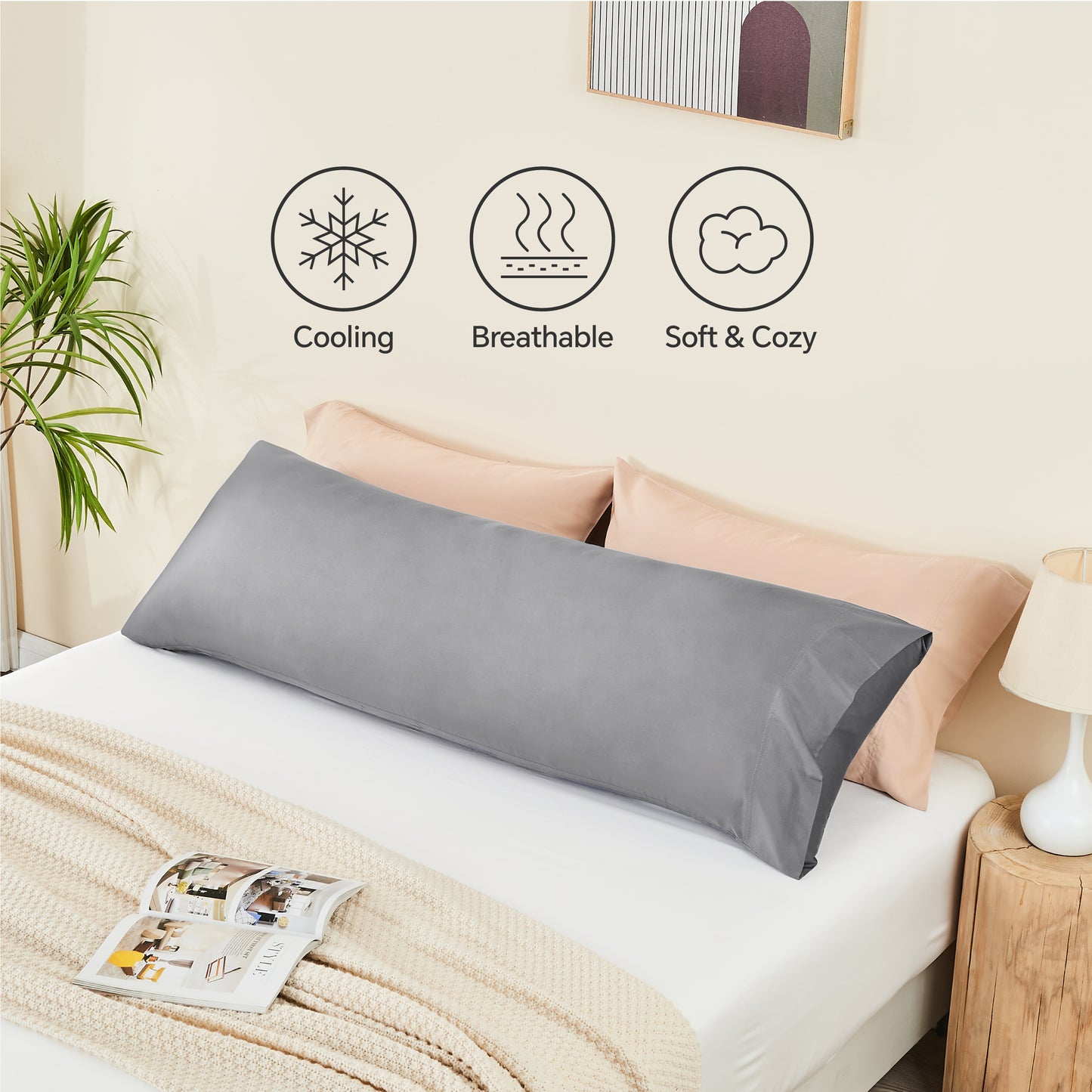 Pillow Cases Set of 2 Pack, Rayon Derived from Bamboo, Cooling Pillow Cases for Hot Sleepers & Night Sweats, Breathable and Silky Soft Envelope Pillowcases