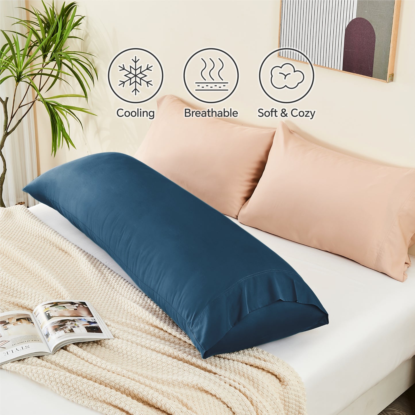 Pillow Cases Set of 2 Pack, Rayon Derived from Bamboo, Cooling Pillow Cases for Hot Sleepers & Night Sweats, Breathable and Silky Soft Envelope Pillowcases