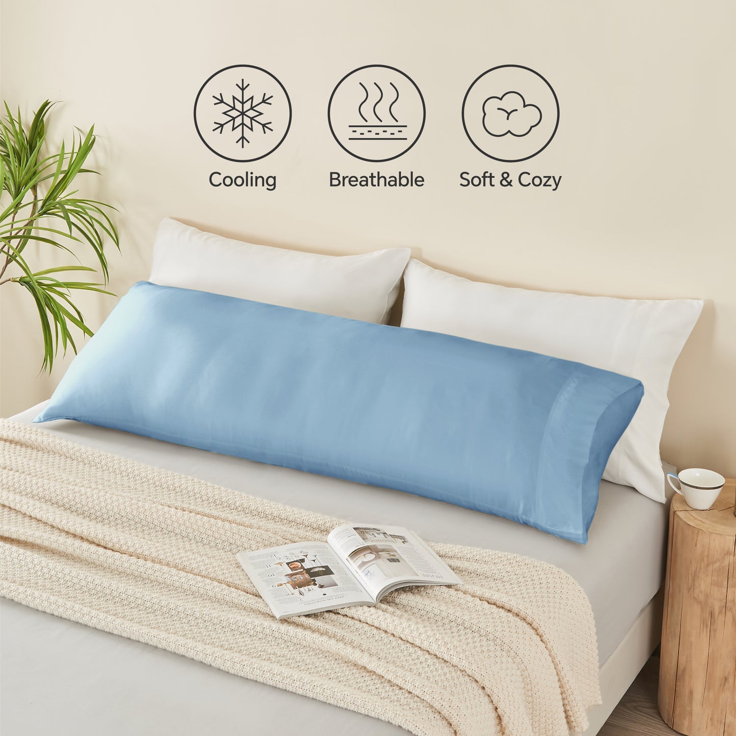 Pillow Cases Set of 2 Pack, Rayon Derived from Bamboo, Cooling Pillow Cases for Hot Sleepers & Night Sweats, Breathable and Silky Soft Envelope Pillowcases