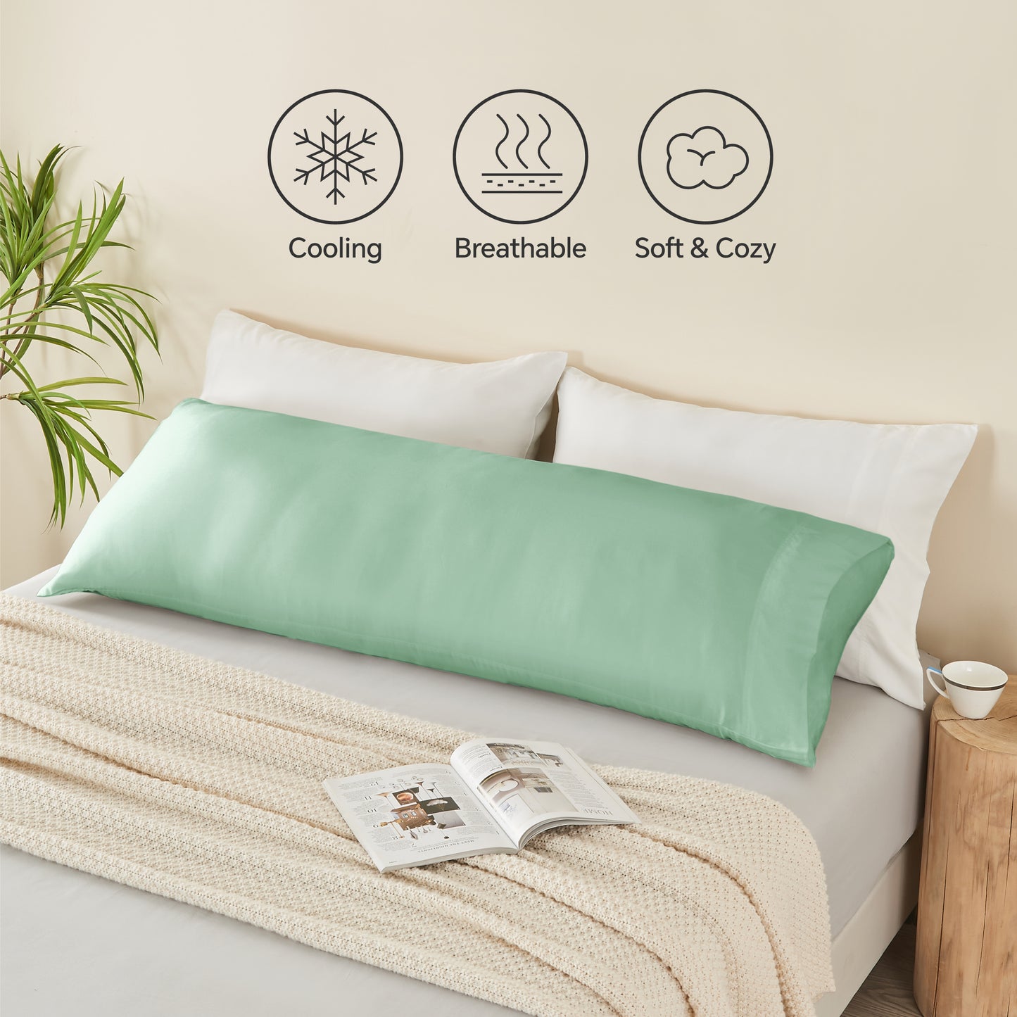 Pillow Cases Set of 2 Pack, Rayon Derived from Bamboo, Cooling Pillow Cases for Hot Sleepers & Night Sweats, Breathable and Silky Soft Envelope Pillowcases