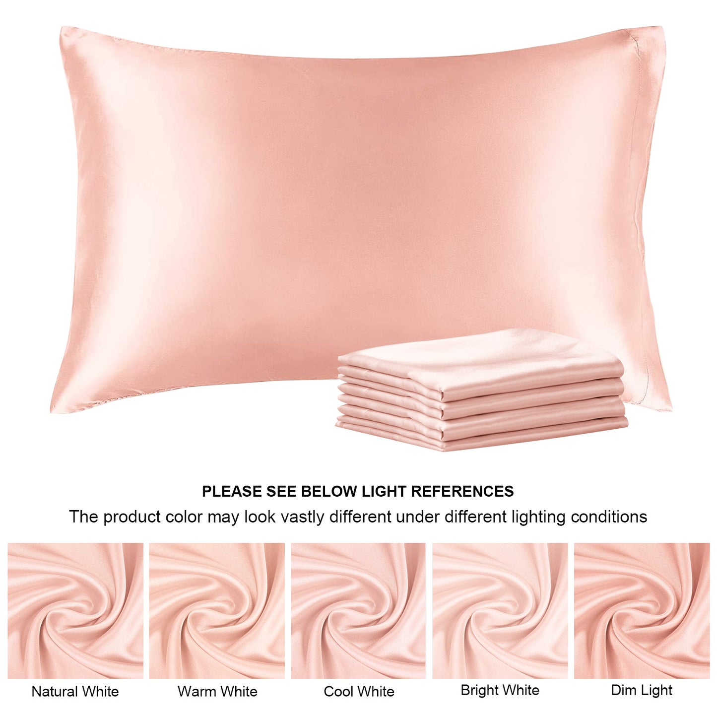 Satin Silk Pillowcase for Hair and Skin, Pillow Cases Set of 4 Pack Super Soft Pillow Case with Envelope Closure