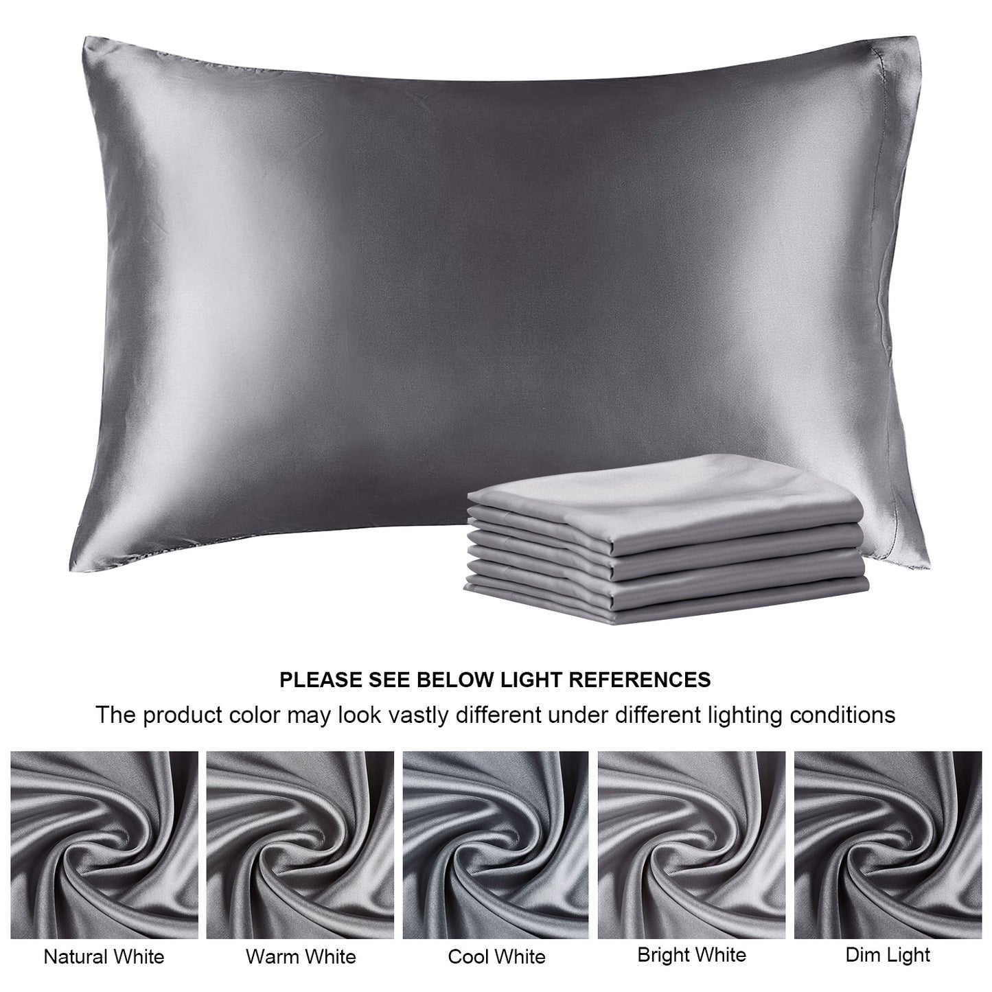 Satin Silk Pillowcase for Hair and Skin, Pillow Cases Set of 4 Pack Super Soft Pillow Case with Envelope Closure