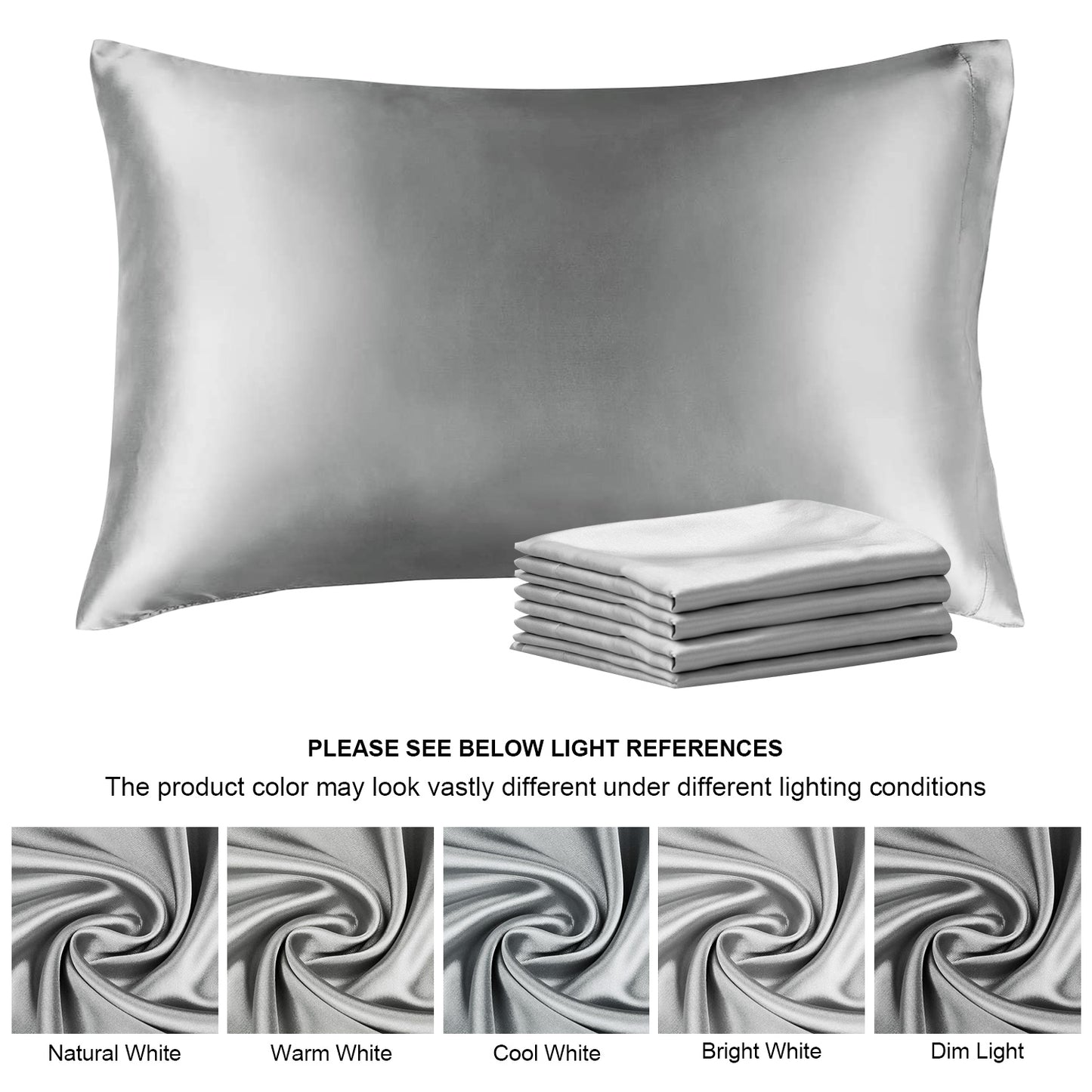 Satin Silk Pillowcase for Hair and Skin, Pillow Cases Set of 4 Pack Super Soft Pillow Case with Envelope Closure