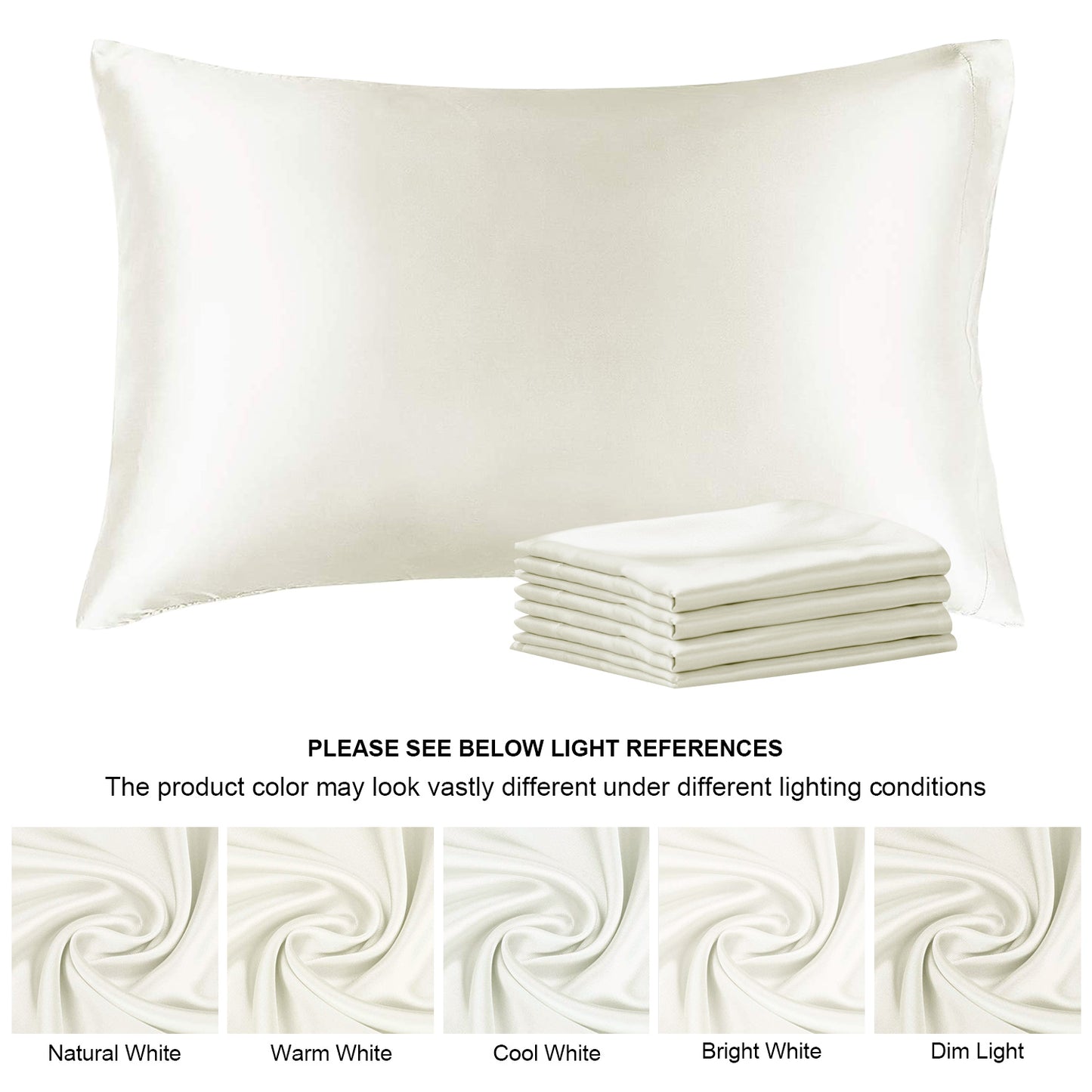 Satin Silk Pillowcase for Hair and Skin, Pillow Cases Set of 4 Pack Super Soft Pillow Case with Envelope Closure