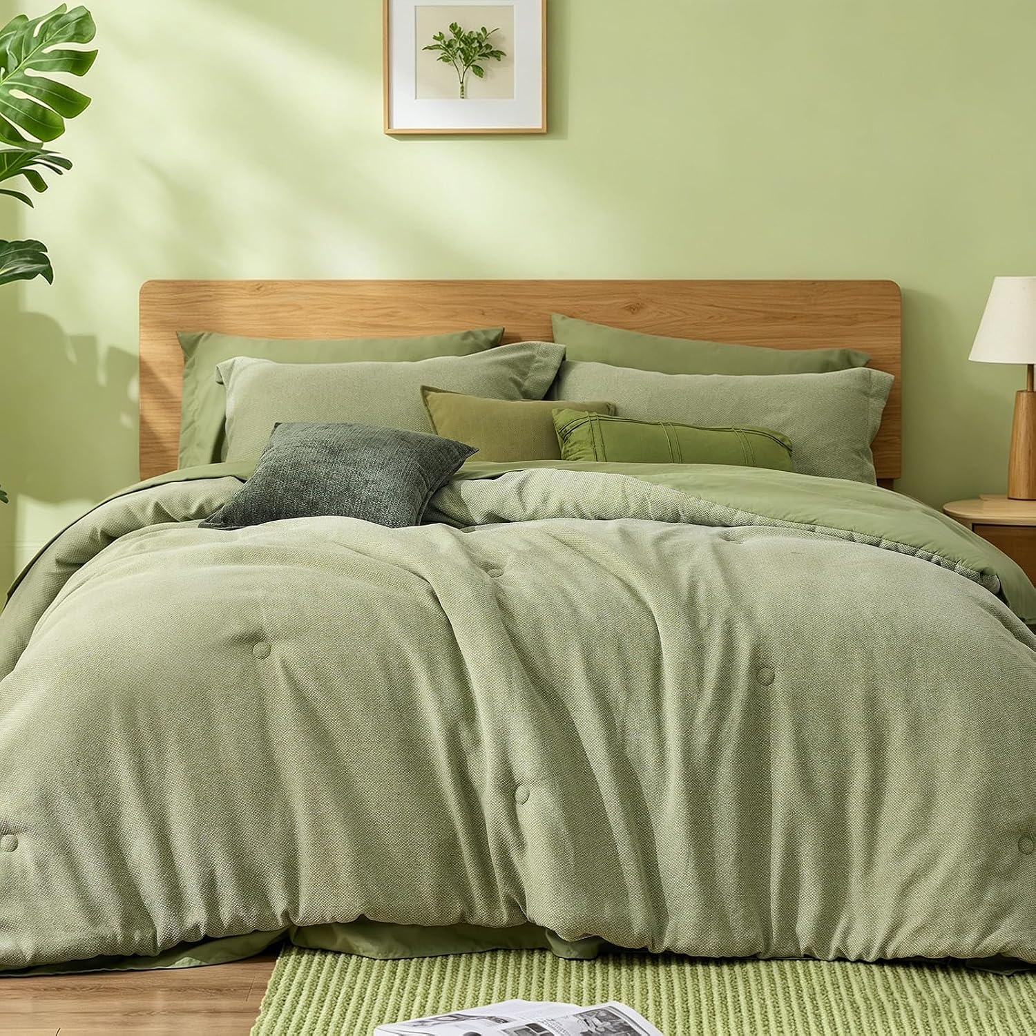 BEDELITE Linen Texture 7-Piece Bed in a Bag