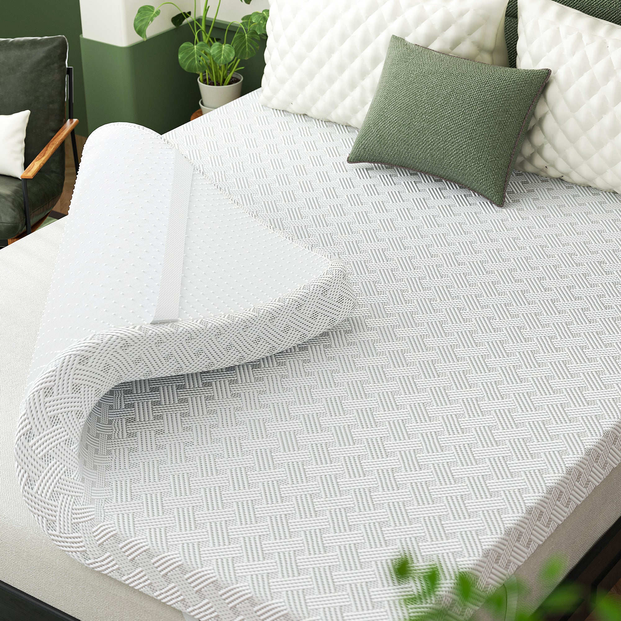 Queen Mattress Topper,Gel Memory Foam Mattress Topper 3 inch Queen Size Bed Topper,High Density Mattress Pad,Bamboo Rayon Soft Cover Removable,Non-Slip & Zipper,Elastic Straps Fits 6"-21"