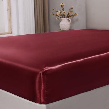 BEDELITE Satin Fitted Sheet with Elastic Corner Straps, Luxury Soft Silk-Like Bed Sheet for Hair & Skin, 1 Deep Pocket Fitted Sheet Only Fits 15" Mattress, Fade & Wrinkle Resistant