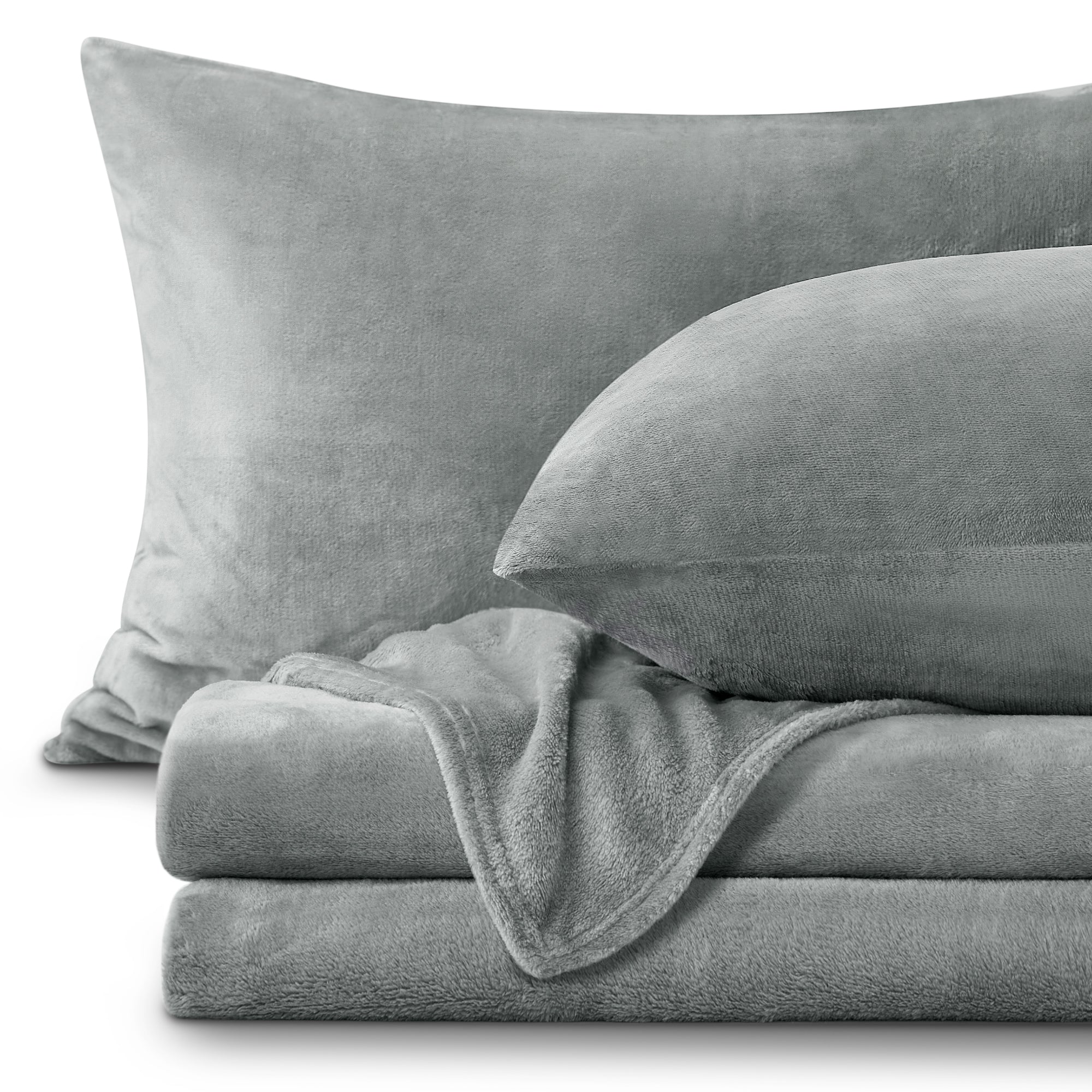 BEDELITE Flannel Sheets Twin Size Grey - Super Soft Fleece Sheets Set Fluffy Extra Plush