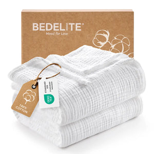 100% Cotton Muslin Throw Blanket white color