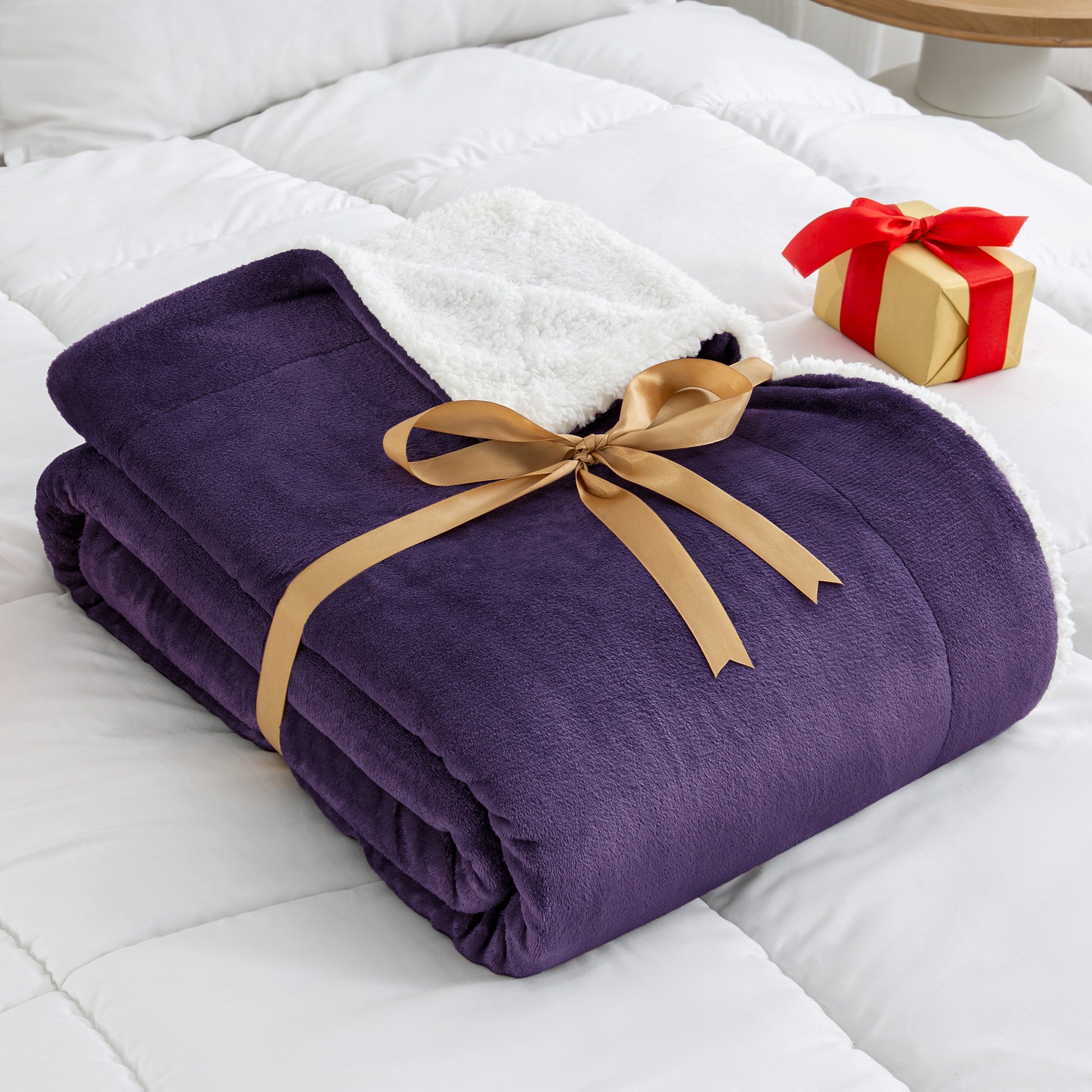 Sherpa Fleece Mauve Fleece Blanket Fleece Blanket Purple Bed