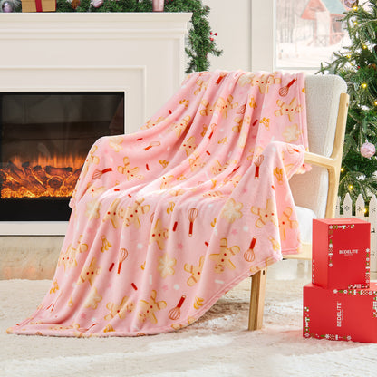 BEDELITE Christmas Throw Blanket– Cozy Holiday Blanket with Red Snowflake Design, Soft Lightweight Fleece Christmas Blanket for Couch & Bed, Festive Home Décor & Gift