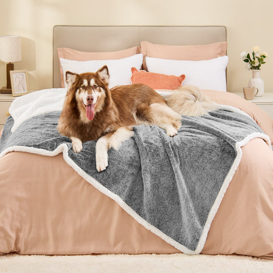 ChiXnuggle Waterproof Dog Blanket, Reversible Faux Fur & Sherpa Puppy Throw for Couch, Bed & Crate Protection, Soft Cozy Dog Blanket for Small Medium Large Dogs