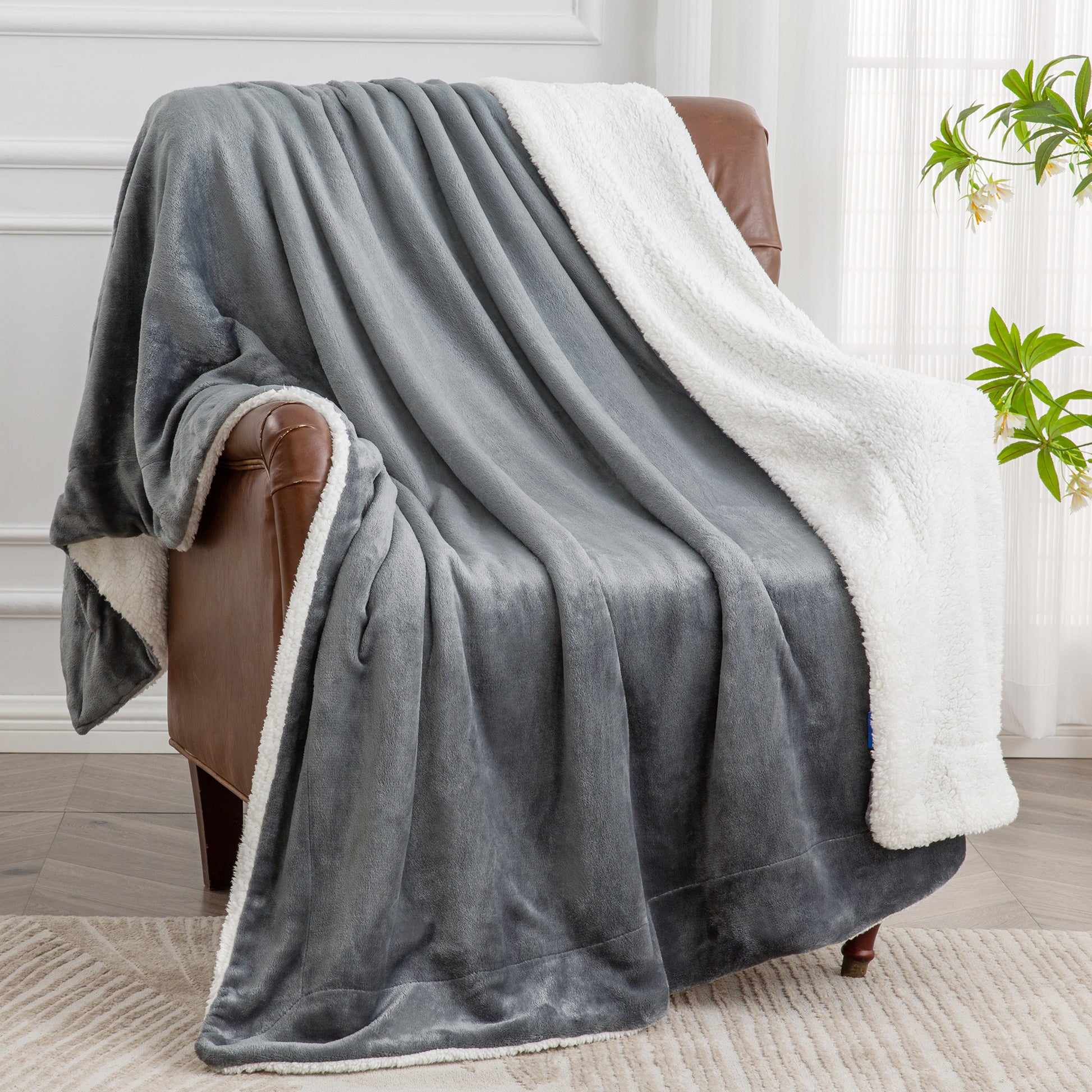 Sherpa Fleece Blanket Throw Blanket for Couch Bed- 480GSM Thick