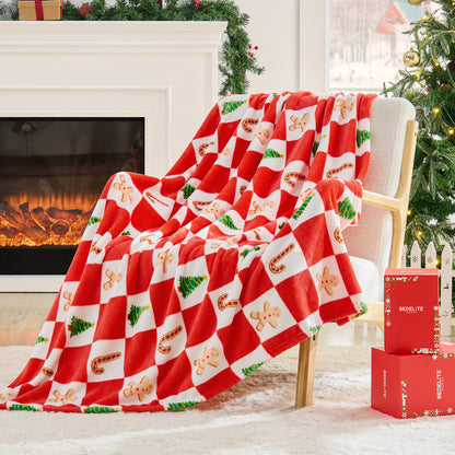 BEDELITE Christmas Throw Blanket– Cozy Holiday Blanket with Red Snowflake Design, Soft Lightweight Fleece Christmas Blanket for Couch & Bed, Festive Home Décor & Gift