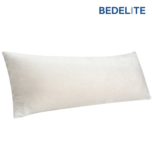 BEDELITE Body Pillow Cover with Zipper Closure, Super Soft and Cozy Fuzzy Fleece Pillowcase 20 x 54 Inches, Luxury Fluffy Plush Long Body Pillow Pillowcase for All Seasons(Off White)