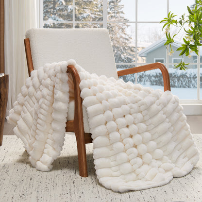 BEDELITE Faux Fur Throw Blanket for Couch - Super Soft & Warm Plush Striped Blanket for Sofa and Room Decor, Luxury Cozy Plush Fluffy Winter Blanket Gifts for Women Men Mom Dad