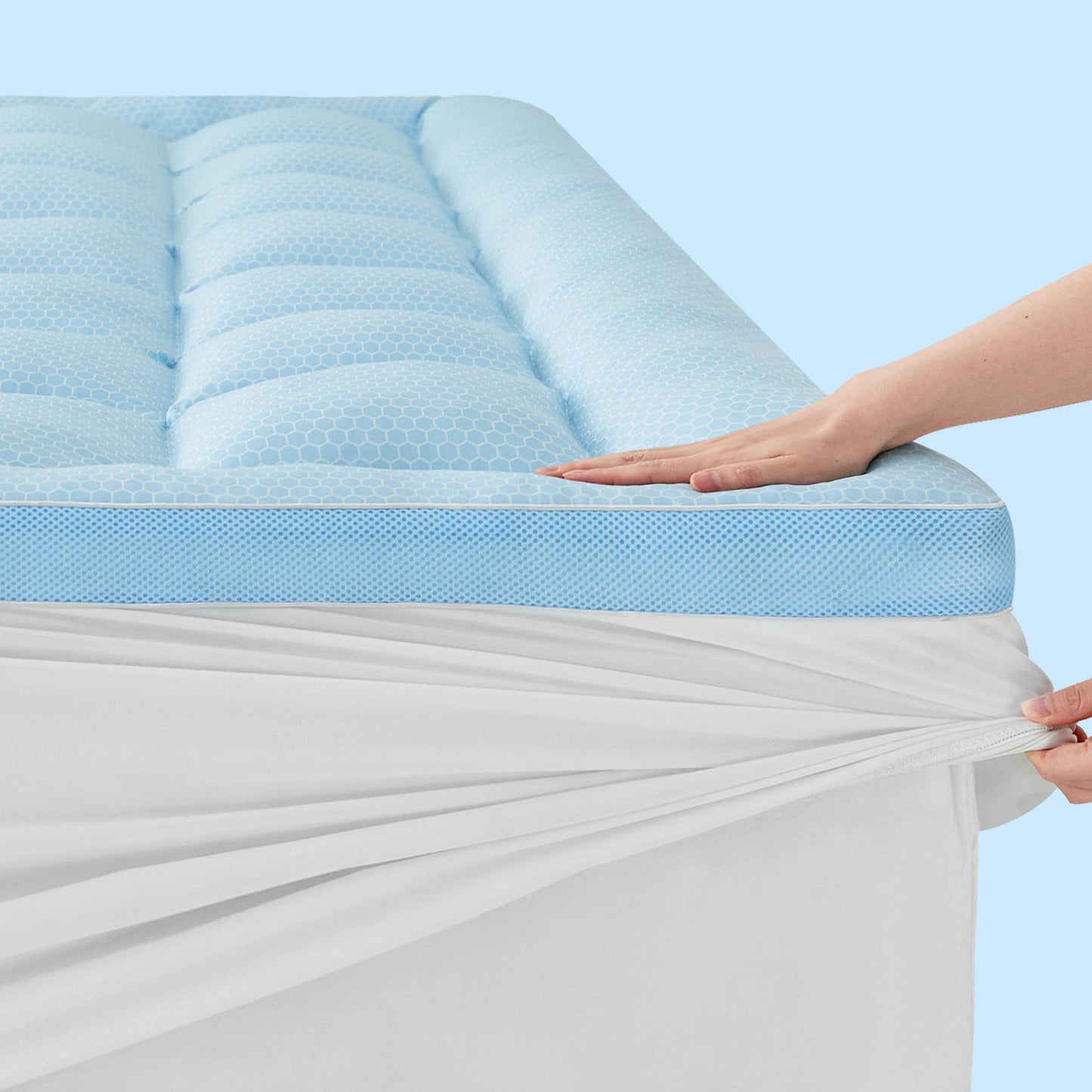 BEDELITE Pillow Top Mattress Topper for Back Pain Relief(1200GSM Down Alternative), Cooling Mattress Topper for Hot Sleepers, Extra Thick Quilted Mattress Pad Cover with 8"-21" Deep Pocket