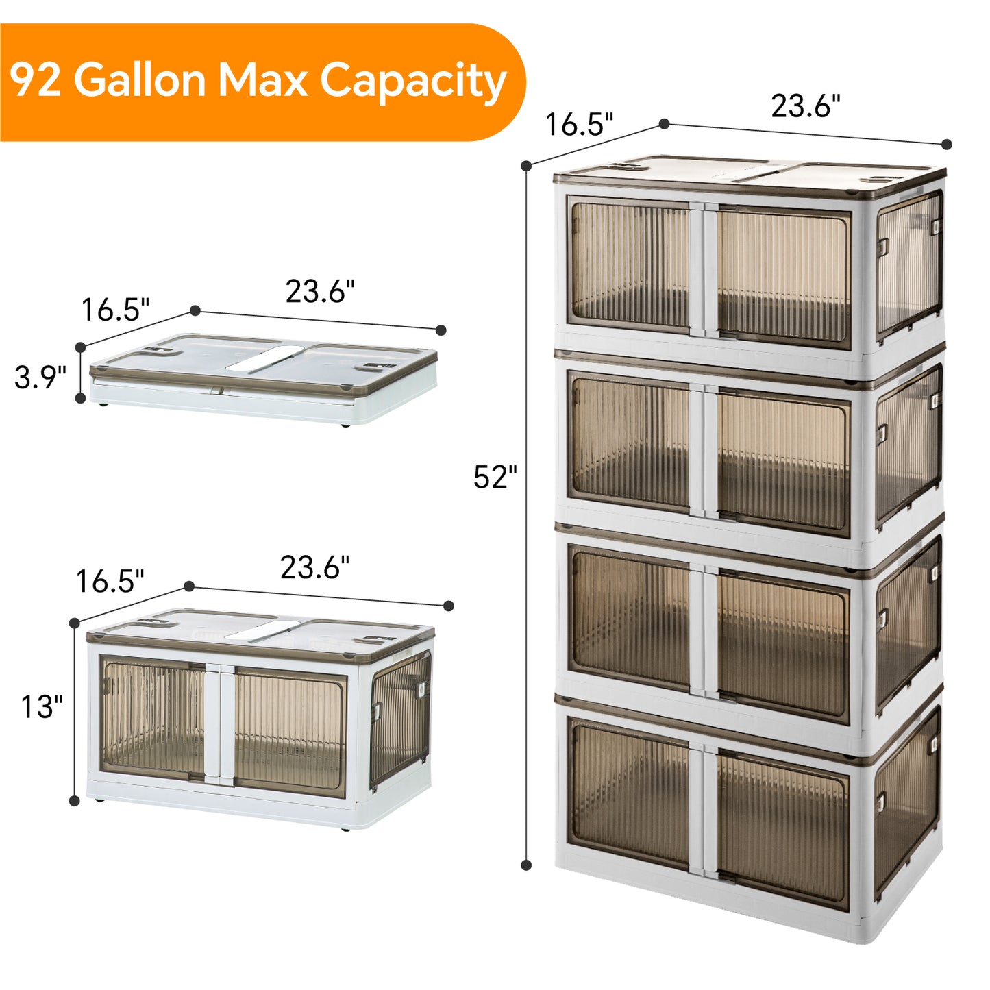 Homeforce Plastic Storage Containers with Lids, Large Clothes Organizers and Storage Bins for Closets