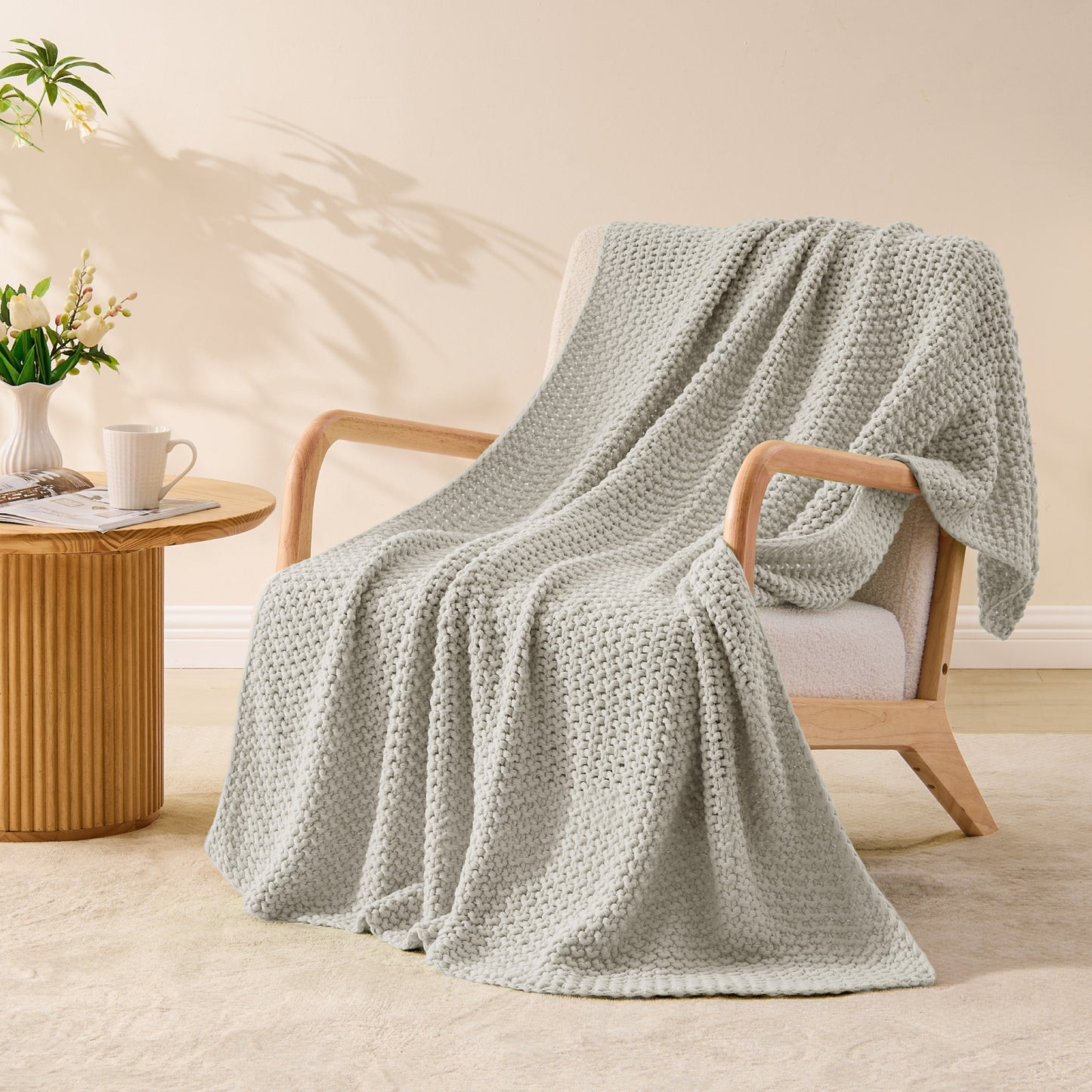 BEDELITE Chunky Cable Knit Throw Blanket for Couch,Super Soft Cozy Woven Blanket for Room Decor,
