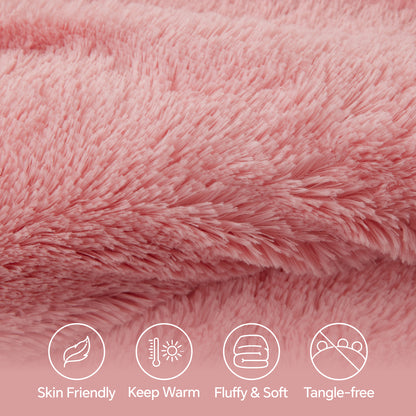 BEDELITE Fluffy Comforter Set Size, Fuzzy Faux Fur Comforter Bedding Set, 3Pieces Soft Warm Shaggy Bed Set (1 Comforter & 2 Pillowcases) as Gifts for Women