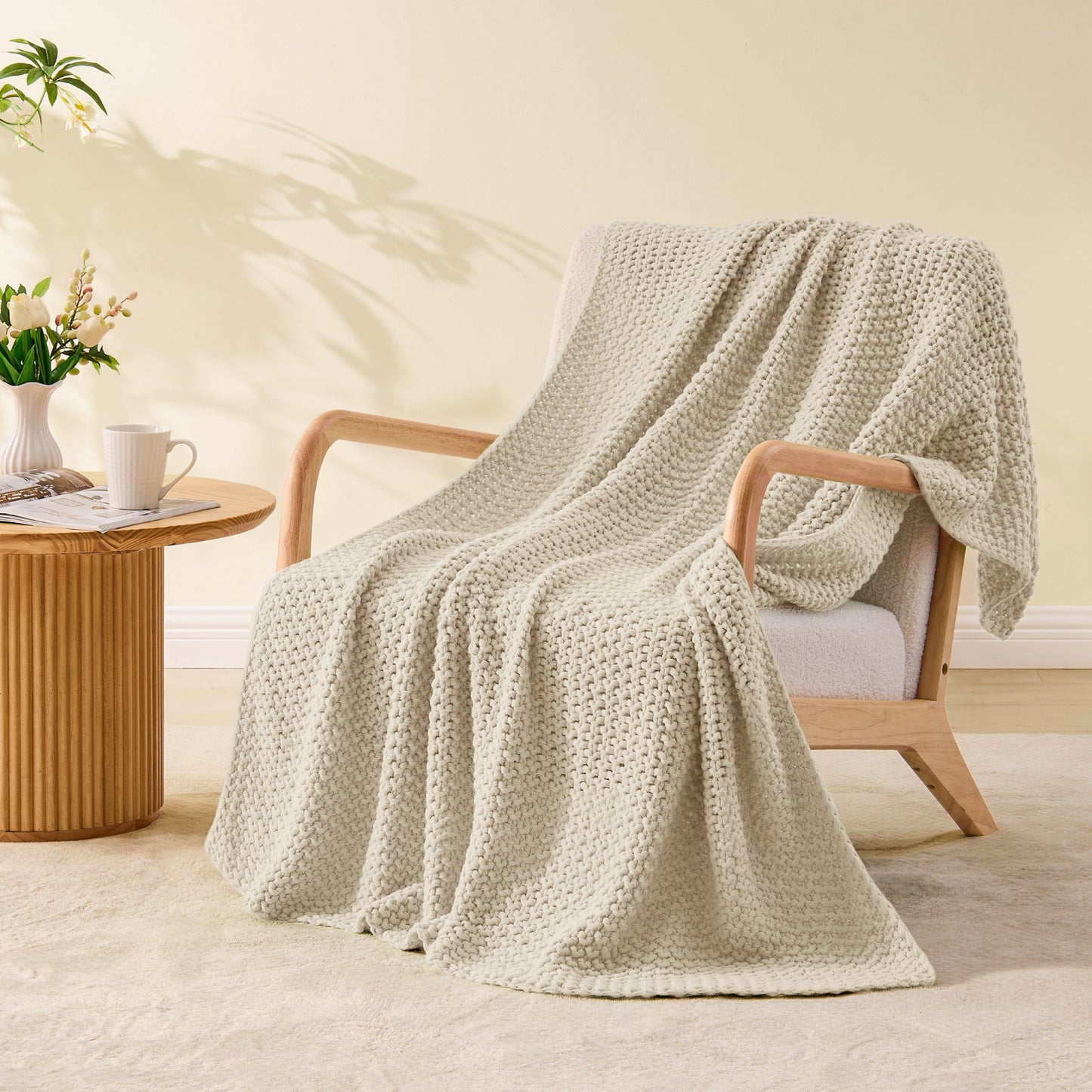 BEDELITE Chunky Cable Knit Throw Blanket for Couch,Super Soft Cozy Woven Blanket for Room Decor,