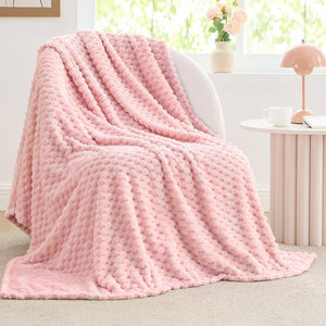 3D Jacquard Pink Throw Blankets