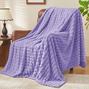 3D Checkered Jacquard Throw Blanket Lavender