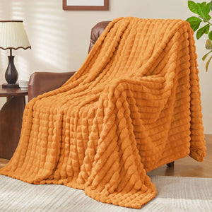 3D Checkered Jacquard Throw Blanket Mustard Yellow