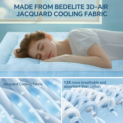 BEDELITE Pillow Top Mattress Topper for Back Pain Relief(1200GSM Down Alternative), Cooling Mattress Topper for Hot Sleepers, Extra Thick Quilted Mattress Pad Cover with 8"-21" Deep Pocket