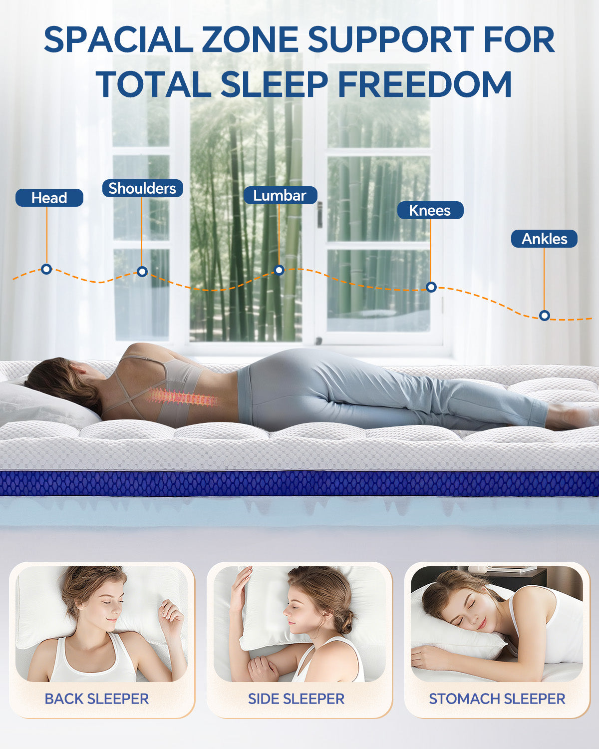 BEDELITE Mattress Topper Dual Layer 4 Inch Memory Foam Mattress Topper, Bamboo Pilow Top Mattress Pad and Premium Gel Foam Mattress, with Stretchable Pockets Up to 6"-24"