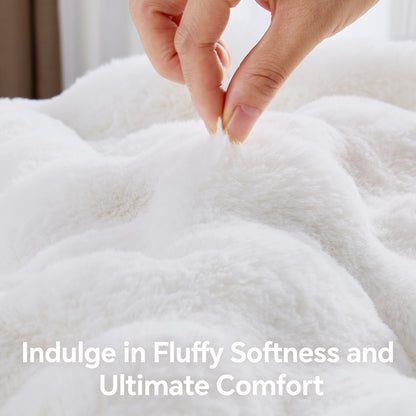 BEDELITE Faux Fur Throw Blanket, Soft Cozy Plush Bubble Blanket for Couch Sofa Bedroom Living Room Decor - 870GSM Thick Warm Fuzzy Fluffy Faux Rabbit Fur Blanket