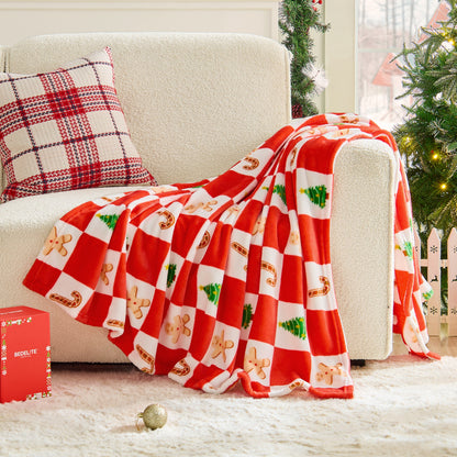 BEDELITE Christmas Throw Blanket– Cozy Holiday Blanket with Red Snowflake Design, Soft Lightweight Fleece Christmas Blanket for Couch & Bed, Festive Home Décor & Gift