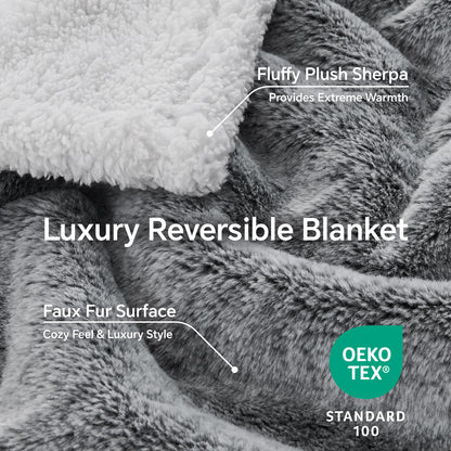 BEDELITE Faux Fur Throw Blanket for Couch - Super Soft & Warm Thick Sherpa Blanket for Sofa and Room Decor, Luxury Cozy Plush Fluffy Winter Blanket Gifts for Women Men Mom Dad