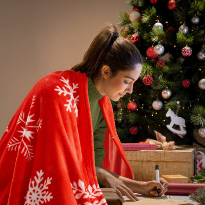 BEDELITE Christmas Throw Blanket– Cozy Holiday Blanket with Red Snowflake Design, Soft Lightweight Fleece Christmas Blanket for Couch & Bed, Festive Home Décor & Gift
