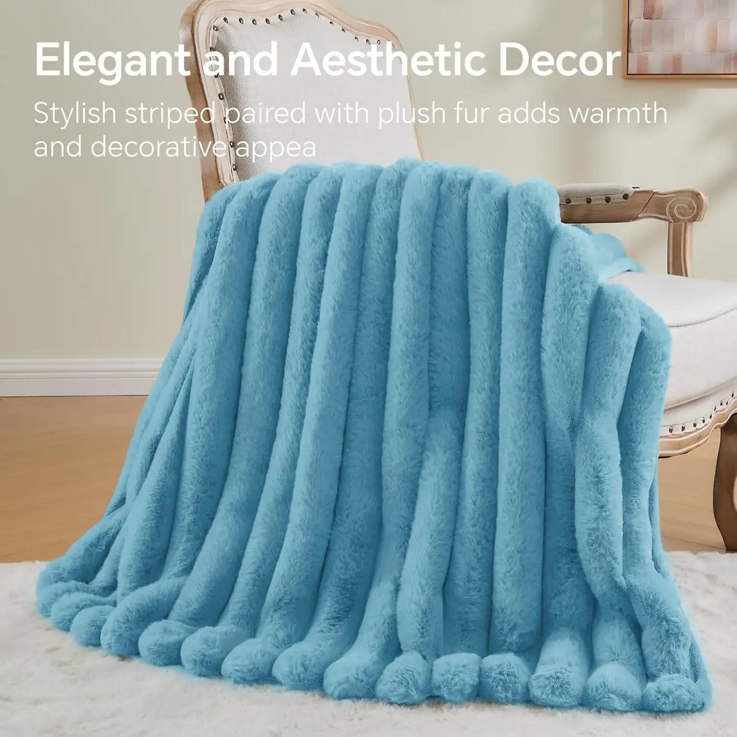 770GSM Thick Warm Plush Fuzzy Faux Rabbit Fur Blanket