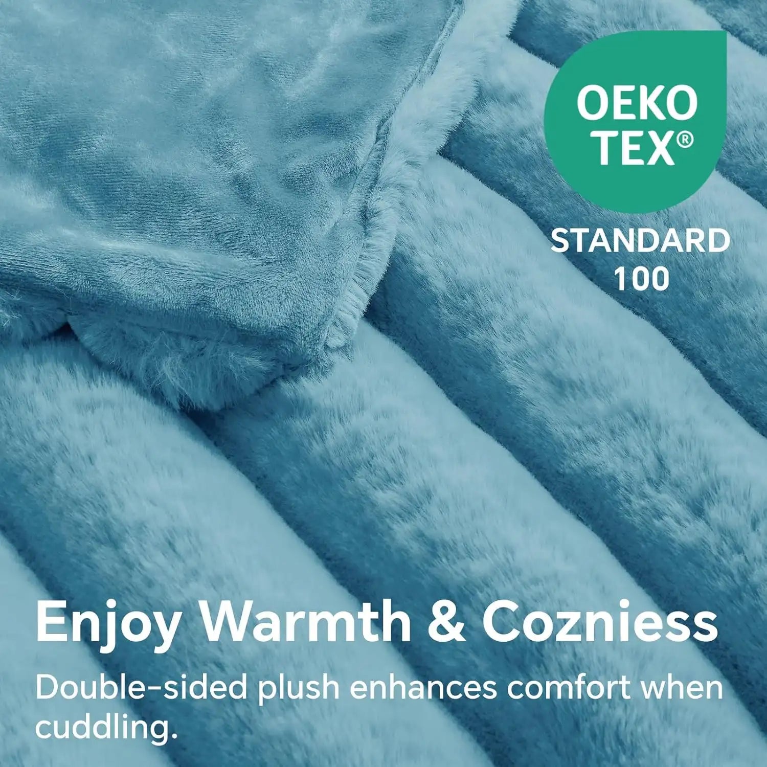 770GSM Thick Warm Plush Fuzzy Faux Rabbit Fur Blanket for Women Gift
