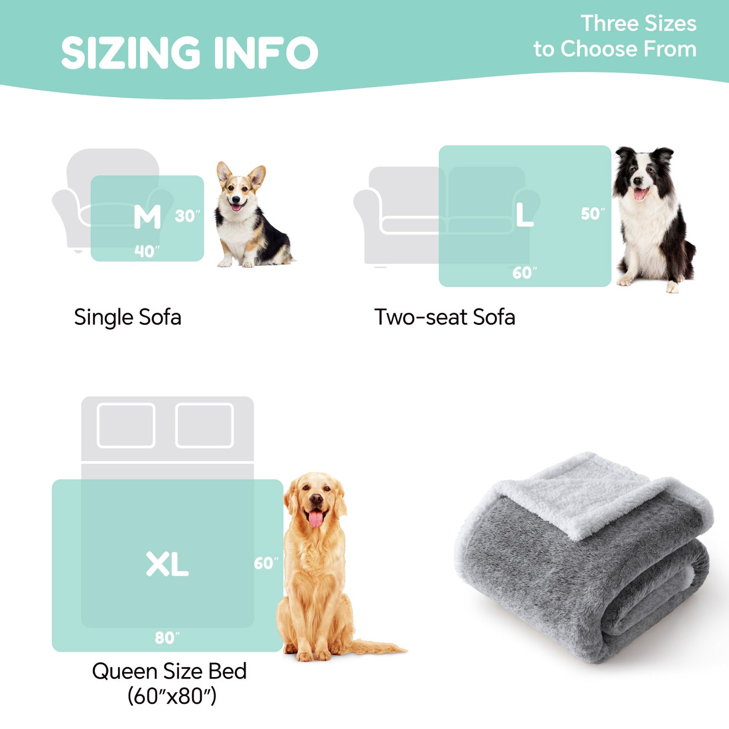 ChiXnuggle Waterproof Dog Blanket, Reversible Faux Fur & Sherpa Puppy Throw for Couch, Bed & Crate Protection, Soft Cozy Dog Blanket for Small Medium Large Dogs