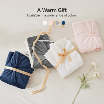 BEDELITE Pintuck Fluffy Comforter Set - Super Soft Sherpa Comforter , Luxury Warm Bedding Set for Winter, Fuzzy Bed Set