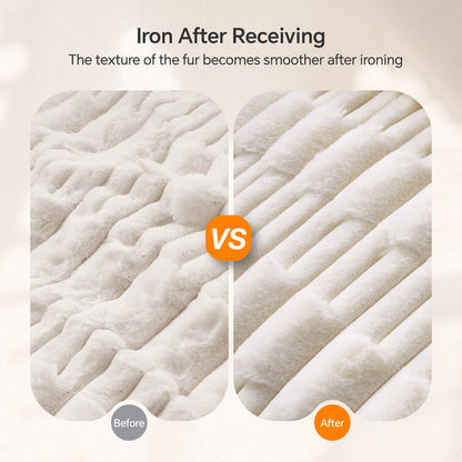 BEDELITE Faux Fur Throw Blanket for Couch - Super Soft & Warm Plush Striped Blanket for Sofa and Room Decor, Luxury Cozy Plush Fluffy Winter Blanket Gifts for Women Men Mom Dad