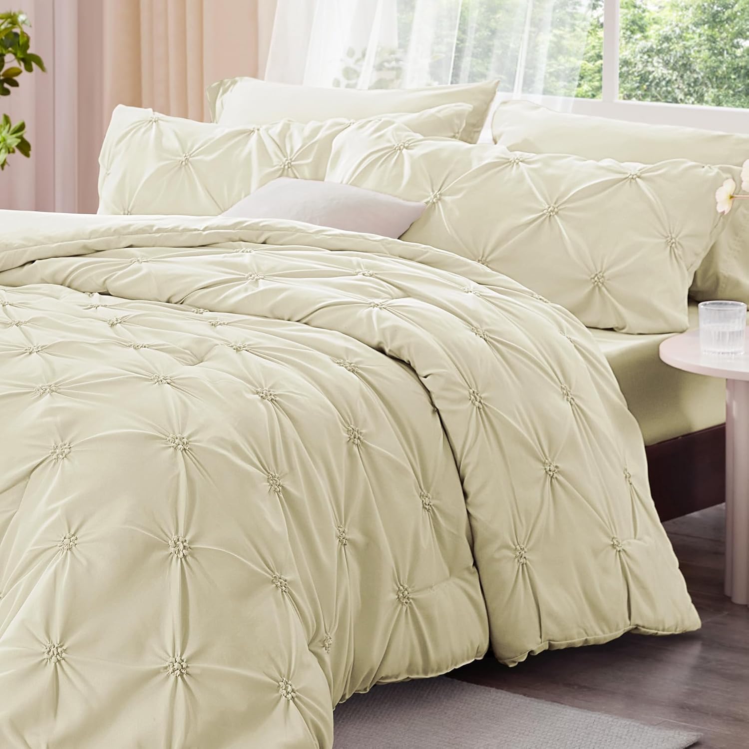 Boho Pintuck Floral Comforter Set | BEDELITE OEKO-TEX Certified